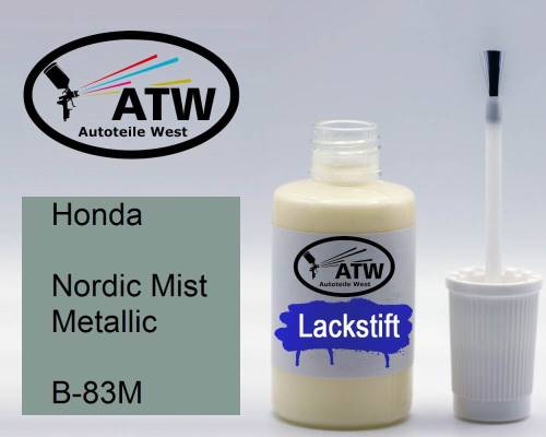 Honda, Nordic Mist Metallic, B-83M: 20ml Lackstift, von ATW Autoteile West.